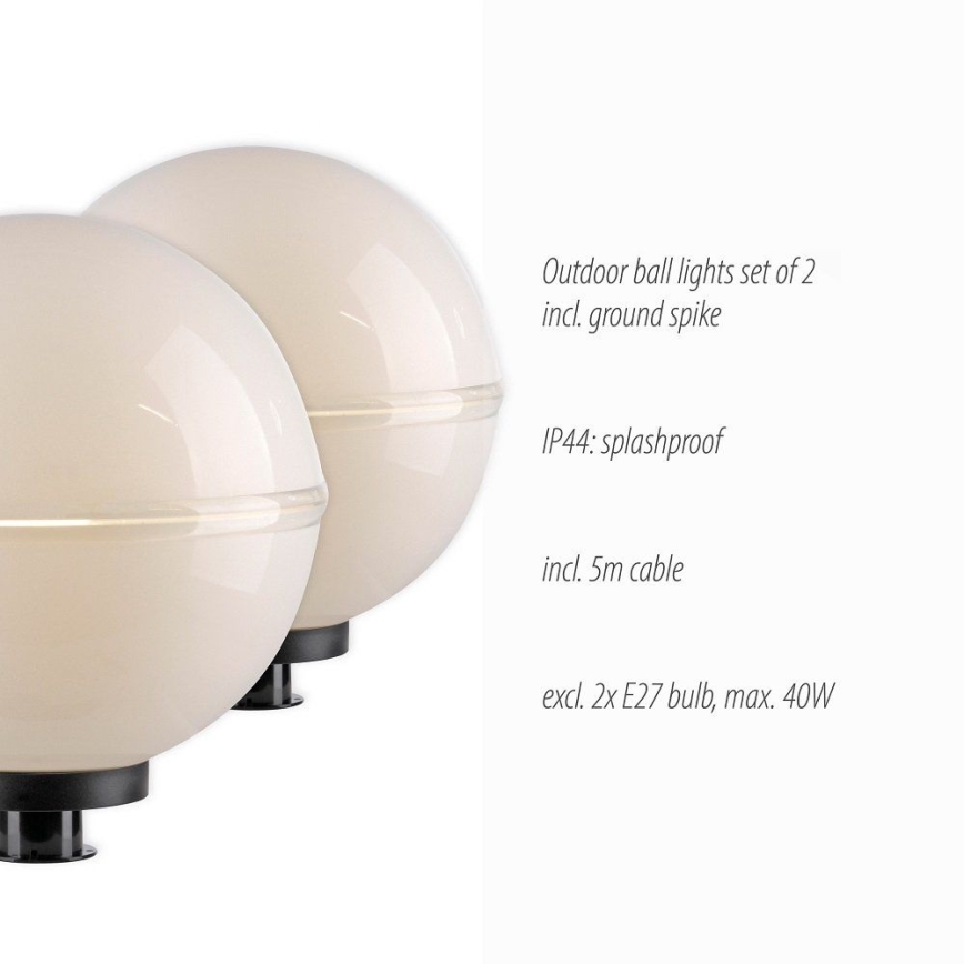 Leuchten Direkt 19324-16-2 - SET 2x Lámpara de exterior 1xE27/40W/230V diá. 40 cm IP44