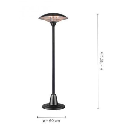 Leuchten Direkt 99501-18 - Elemento calefactor para exteriores GLOW 1500-3000W/230V 1,87 m IP34 negro