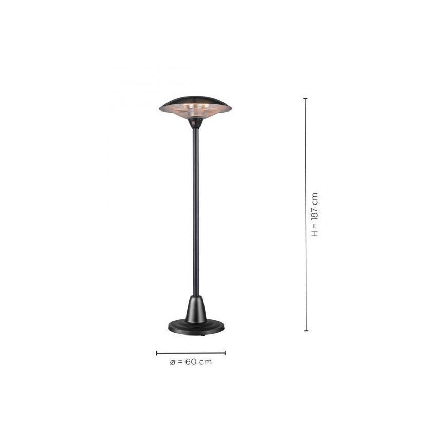 Leuchten Direkt 99501-18 - Elemento calefactor para exteriores GLOW 1500-3000W/230V 1,87 m IP34 negro
