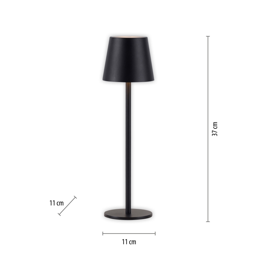 Leuchten Direkt 19250-18 - LED Lámpara de mesa recargable y regulable para exteriores EURIA LED/3W/5V 2600 mAh IP54 negro