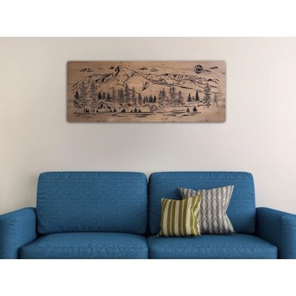 Li-Go 23521/OVL/DUB3 - Decoración mural LED regulable LED/10W/5V 30000 mAh 130x50 cm roble/Cabaña de montaña