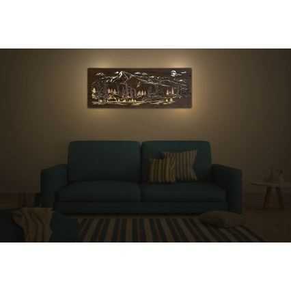 Li-Go 23524/DUB2 - Decoración de pared LED regulable LED/24W/230V 130x50 cm roble/Cabaña de montaña