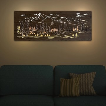 Li-Go 23524/DUB2 - Decoración de pared LED regulable LED/24W/230V 130x50 cm roble/Cabaña de montaña