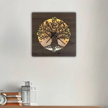 Li-Go 23537/DUB2 - Reloj LED regulable LED/10W/5V 20000 mAh 42x42 cm roble/olivo en marco circular + mando a distancia