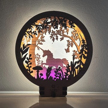 Li-Go 23568/DUB2 - Lámpara decorativa de mesa LED regulable LED/12W/230V 20x22 cm roble/unicornio
