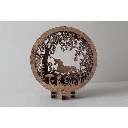 Li-Go 23568/DUB2 - Lámpara decorativa de mesa LED regulable LED/12W/230V 20x22 cm roble/unicornio