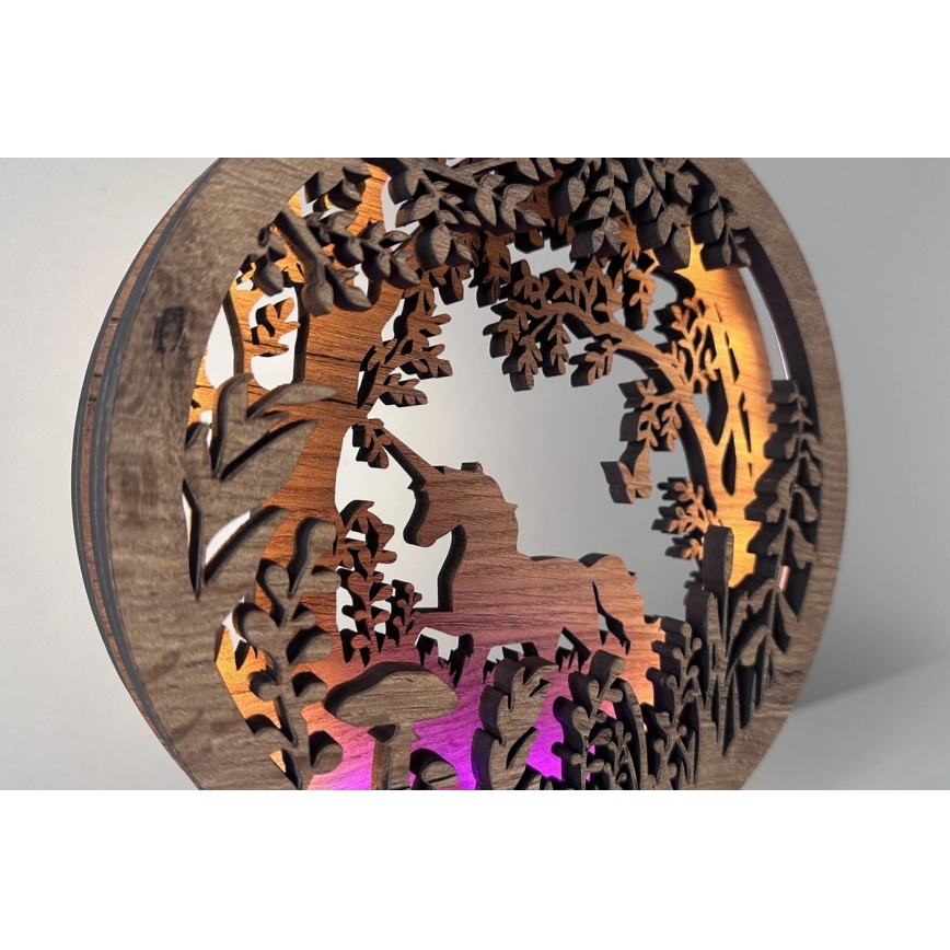 Li-Go 23568/DUB2 - Lámpara decorativa de mesa LED regulable LED/12W/230V 20x22 cm roble/unicornio