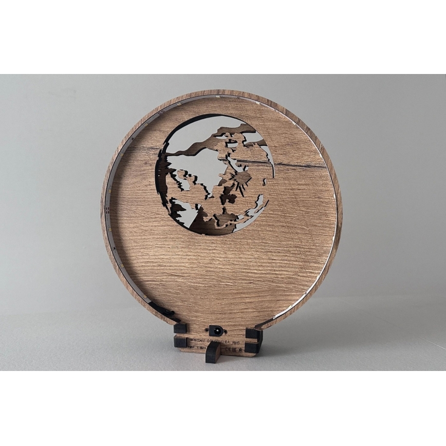 Li-Go 23574/DUB2 - Lámpara decorativa de sobremesa LED regulable LED/12W/230V 20x22 cm roble/Lobo y luna