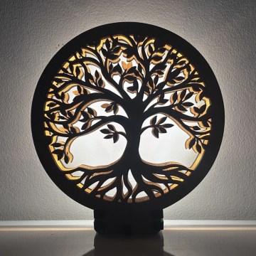 Li-Go 23577/DUB2 - Decoración de mesa LED regulable LED/12W/230V 20x22 cm roble/Árbol de la vida