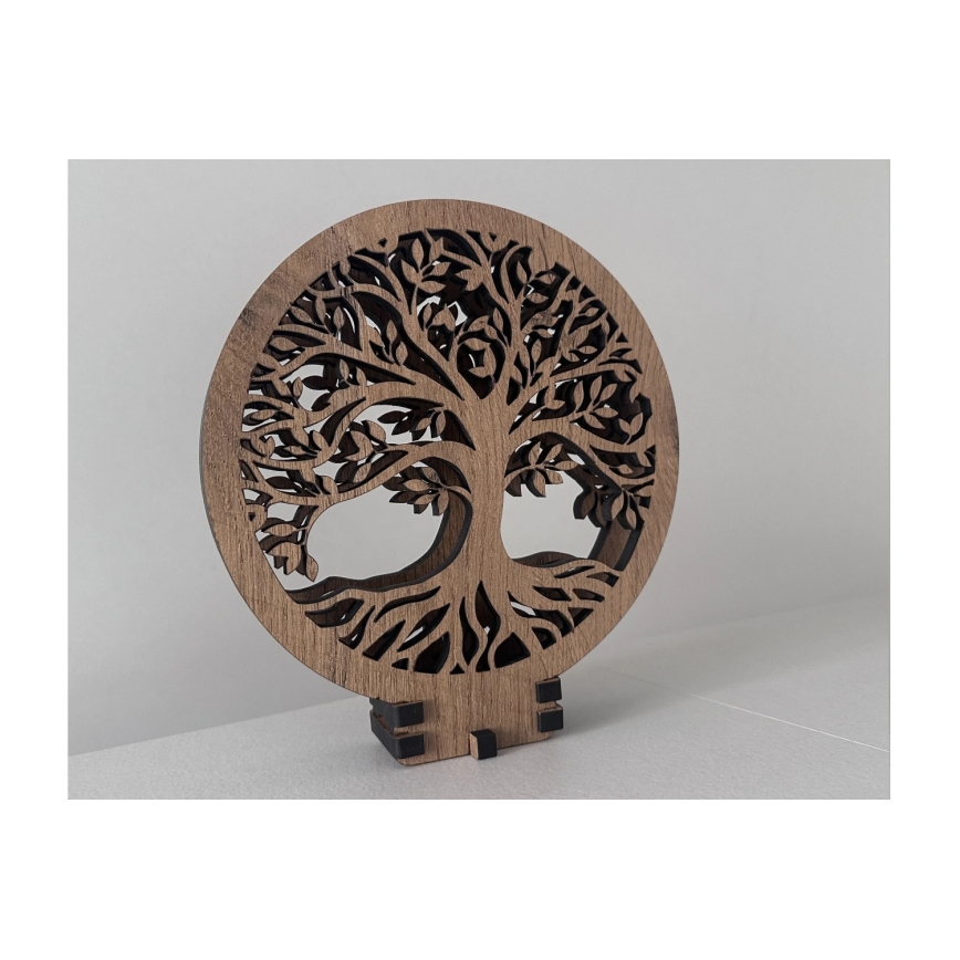 Li-Go 23577/DUB2 - Decoración de mesa LED regulable LED/12W/230V 20x22 cm roble/Árbol de la vida