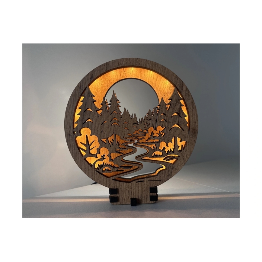 Li-Go 23580/DUB2 - Lámpara decorativa de sobremesa LED regulable LED/12W/230V 20x22 cm roble/En el bosque