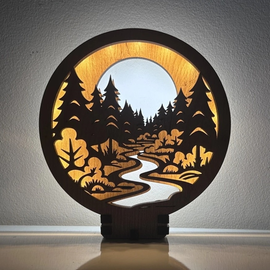 Li-Go 23580/DUB2 - Lámpara decorativa de sobremesa LED regulable LED/12W/230V 20x22 cm roble/En el bosque