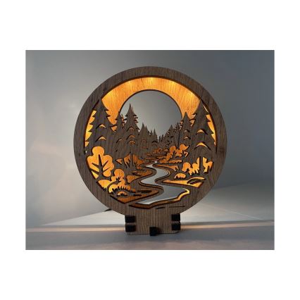Li-Go 23580/DUB2 - Lámpara decorativa de mesa LED regulable LED/12W/230V 20x22 cm roble/En el bosque