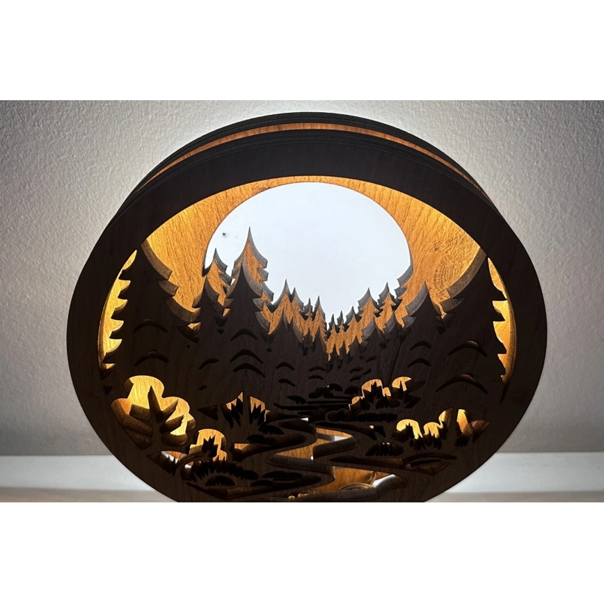 Li-Go 23580/DUB2 - Lámpara decorativa de mesa LED regulable LED/12W/230V 20x22 cm roble/En el bosque