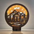 Li-Go 23583/DUB2 - Lámpara decorativa de mesa LED regulable/12W/230V 20x22 cm roble/Montañas y bosque