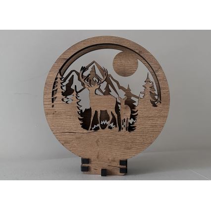 Li-Go 23592/DUB2 - Decoración de mesa LED regulable LED/12W/230V 20x22 cm roble/ciervo y cierva