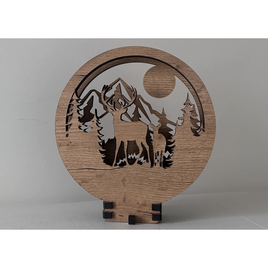 Li-Go 23592/DUB2 - Lámpara de mesa decorativa LED regulable LED/12W/230V 20x22 cm roble/ciervo y cierva