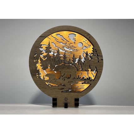 Li-Go 23595/DUB2 - Decoración de mesa LED regulable LED/12W/230V 20x22 cm roble/osos