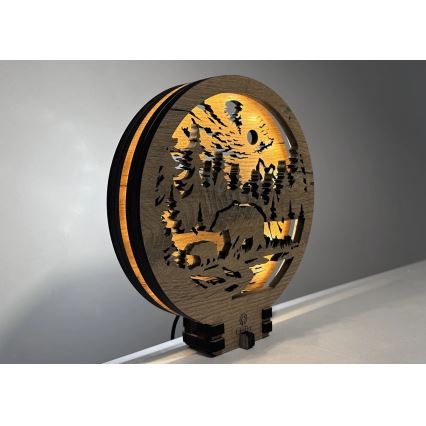 Li-Go 23595/DUB2 - Decoración de mesa LED regulable LED/12W/230V 20x22 cm roble/osos