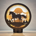 Li-Go 23598/DUB2 - Decoración de sobremesa LED regulable LED/12W/230V 20x22 cm roble/Caballo
