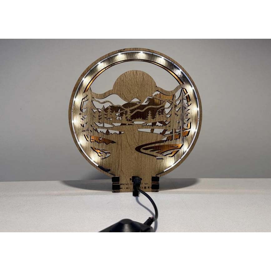 Li-Go 23598/DUB2 - Decoración de sobremesa LED regulable LED/12W/230V 20x22 cm roble/caballo