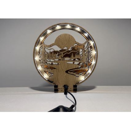 Li-Go 23598/DUB2 - Decoración de sobremesa LED regulable LED/12W/230V 20x22 cm roble/Caballo