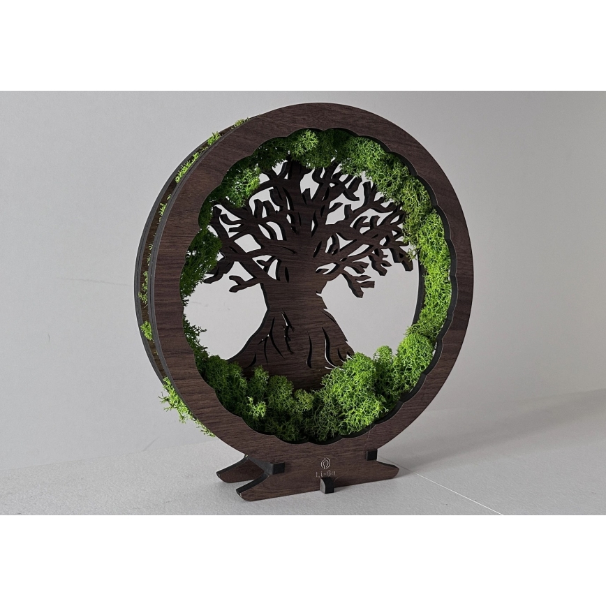 Li-Go 23604/DUB2 - Lámpara de mesa decorativa LED regulable LED/12W/230V 20x22 cm roble/musgo y árbol