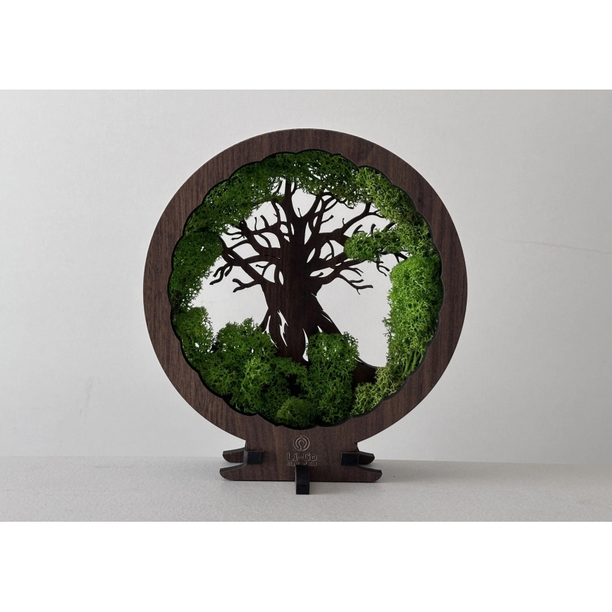 Li-Go 23604/DUB2 - Decoración de sobremesa LED regulable LED/12W/230V 20x22 cm roble/musgo y árbol