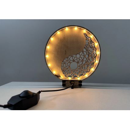 Li-Go 23607/O - Decoración LED de sobremesa regulable LED/12W/230V 20x22 cm nogal/Yin Yang