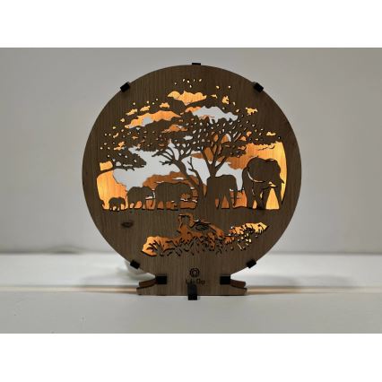 Li-Go 23610/DUB2 - Lámpara de mesa decorativa LED regulable LED/12W/230V 20x22 cm roble/elefantes