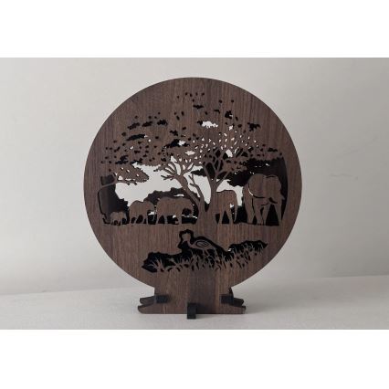 Li-Go 23610/DUB2 - Lámpara de mesa decorativa LED regulable LED/12W/230V 20x22 cm roble/elefantes