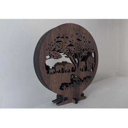 Li-Go 23610/DUB2 - Lámpara de mesa decorativa LED regulable LED/12W/230V 20x22 cm roble/elefantes