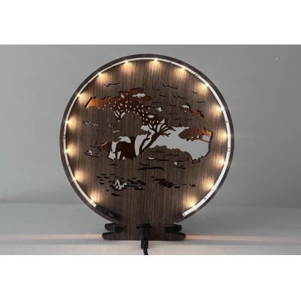 Li-Go 23610/DUB2 - Lámpara de mesa decorativa LED regulable LED/12W/230V 20x22 cm roble/elefantes