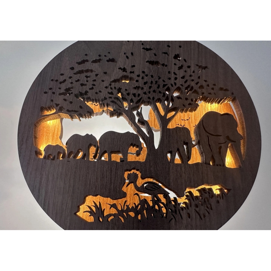 Li-Go 23610/DUB2 - Lámpara de mesa decorativa LED regulable LED/12W/230V 20x22 cm roble/elefantes