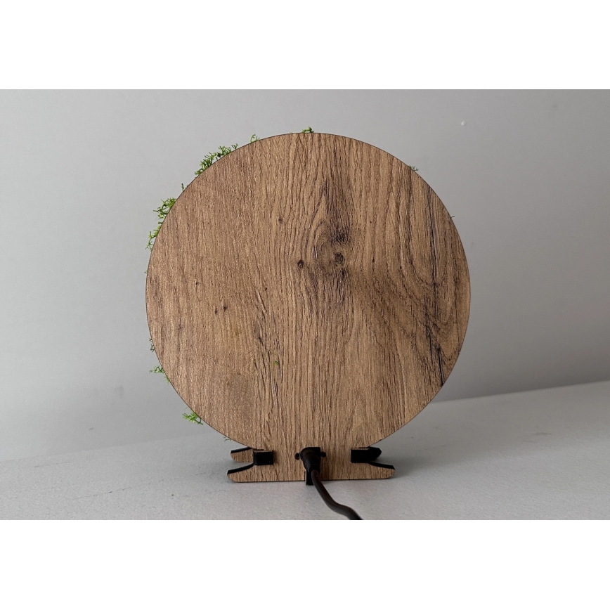 Li-Go 23622/DUB2 - Decoración de sobremesa LED regulable LED/12W/230V 20x22 cm roble/Cruz en musgo