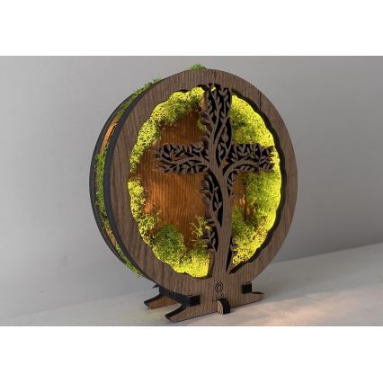 Li-Go 23622/DUB2 - Decoración de mesa LED regulable LED/12W/230V 20x22 cm roble/Cruz en musgo