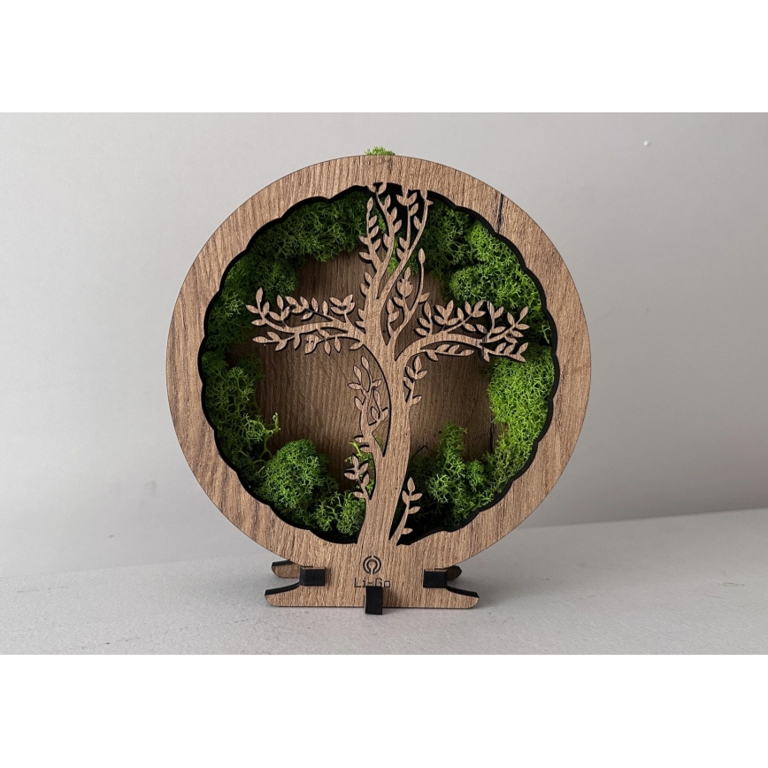 Li-Go 23622/DUB2 - Decoración de mesa LED regulable LED/12W/230V 20x22 cm roble/Cruz en musgo