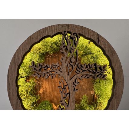 Li-Go 23622/DUB2 - Decoración de mesa LED regulable LED/12W/230V 20x22 cm roble/Cruz en musgo