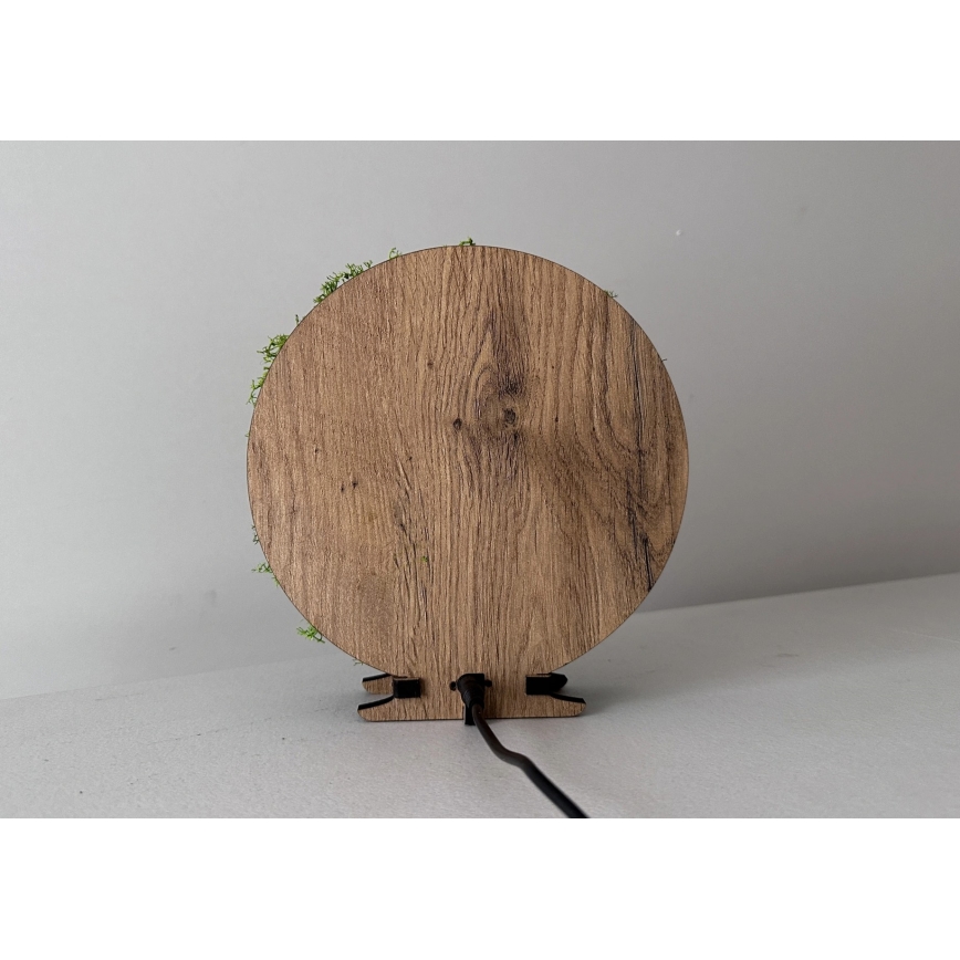 Li-Go 23625/DUB2 - Lámpara decorativa de sobremesa LED regulable LED/12W/230V 20x22 cm roble/Ardilla de musgo