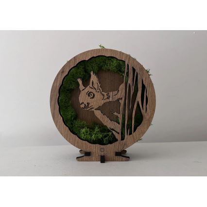 Li-Go 23625/DUB2 - Lámpara decorativa de mesa regulable LED/12W/230V 20x22 cm roble/ardilla de musgo