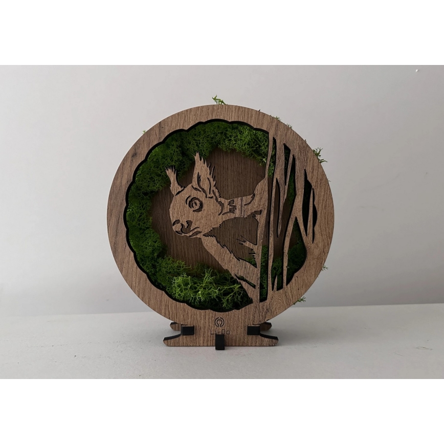 Li-Go 23625/DUB2 - Lámpara decorativa de mesa regulable LED/12W/230V 20x22 cm roble/ardilla de musgo