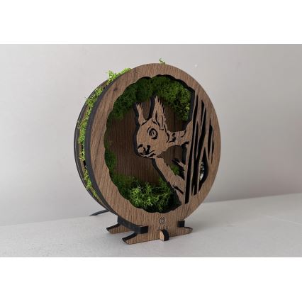 Li-Go 23625/DUB2 - Lámpara decorativa de mesa regulable LED/12W/230V 20x22 cm roble/ardilla de musgo