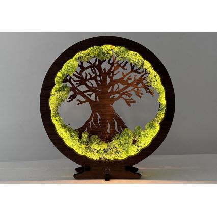 Li-Go 23631/DUB2 - Lámpara decorativa de sobremesa LED regulable LED/12W/230V 30x31 cm roble/musgo y árbol