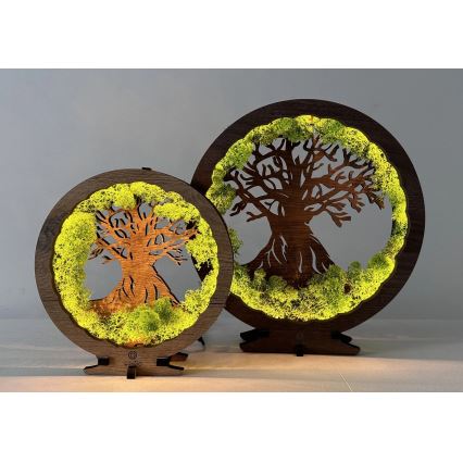 Li-Go 23631/DUB2 - Lámpara decorativa de sobremesa LED regulable LED/12W/230V 30x31 cm roble/musgo y árbol