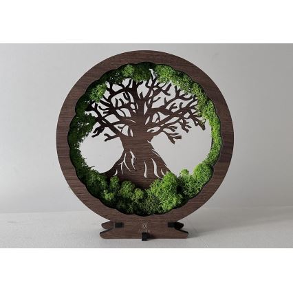 Li-Go 23631/DUB2 - Lámpara decorativa de sobremesa LED regulable LED/12W/230V 30x31 cm roble/musgo y árbol