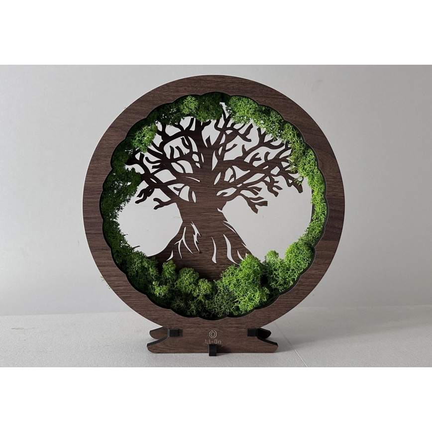 Li-Go 23631/DUB2 - Lámpara decorativa de sobremesa LED regulable LED/12W/230V 30x31 cm roble/musgo y árbol