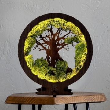 Li-Go 23631/DUB2 - LED Lámpara decorativa de sobremesa regulable LED/12W/230V 30x31 cm roble/musgo y árbol