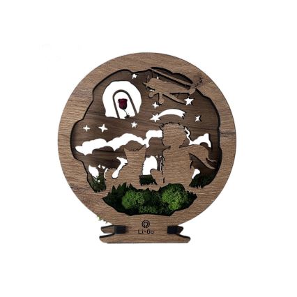 Li-Go 23634/DUB2 - Decoración LED de sobremesa regulable LED/12W/230V 20x22 cm roble/El Principito con la rosa