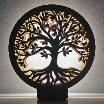 Li-Go 23648/DUB2 - Adorno de sobremesa LED regulable LED/12W/230V 30x31 cm roble/Árbol de la vida