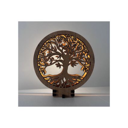 Li-Go 23648/DUB2 - Adorno de sobremesa LED regulable LED/12W/230V 30x31 cm roble/Árbol de la vida